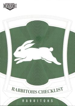 2023 NRL Traders Elite #109 South Sydney Rabbitohs Checklist Front